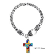 New jewelry cross heart-shaped drip oil unisex beautiful puzzle bracelet