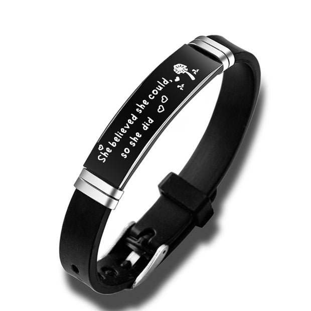 Class Of 2022 Graduation Black Stainless Steel Silicone Bracelet Bangles